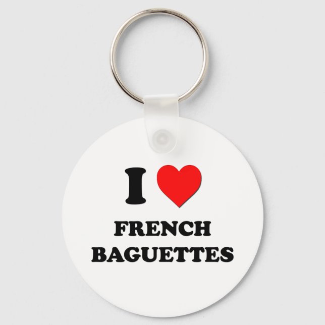 Chaveiro Eu Amo Baguetes Franceses ( Comida ) (Frente)