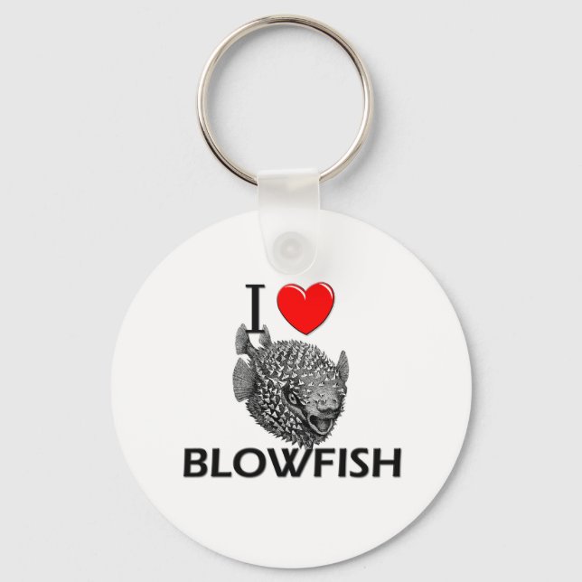 Chaveiro Eu Amo Blowfish (Frente)