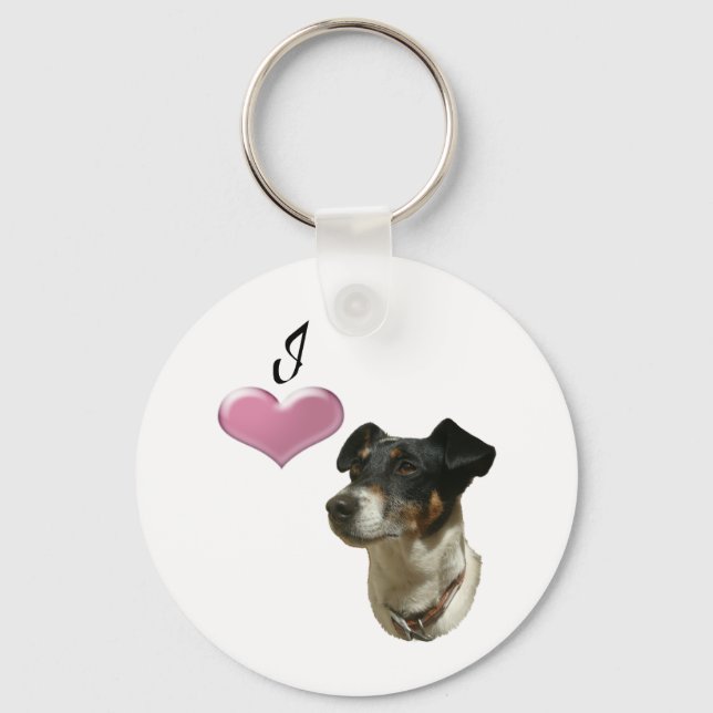 Chaveiro Eu amo cães Jack Russell (Frente)