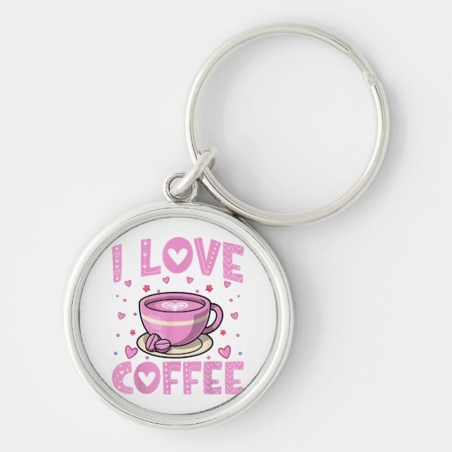 Chaveiro Eu Amo Café - Engraçado Cafeine Drinker Caffeine A (Frente)