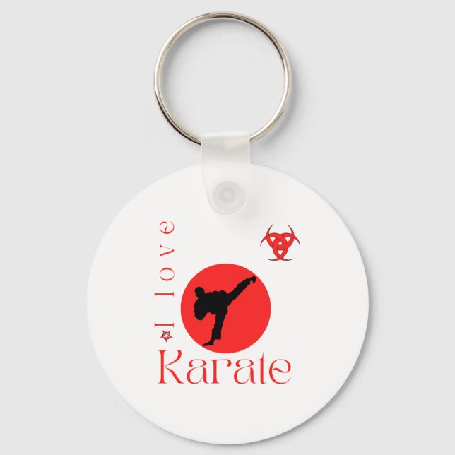 Chaveiro Eu Amo Camiseta de Artes Marciais de Karate  (Frente)