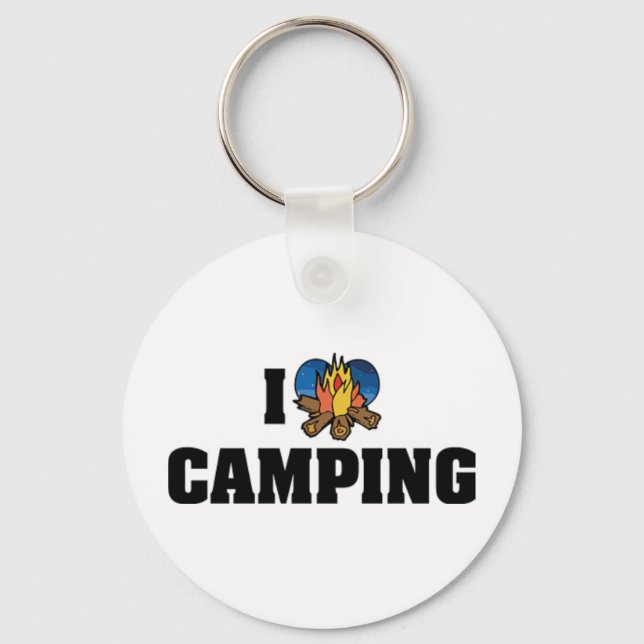 Chaveiro Eu Amo Camping Pingente (Frente)