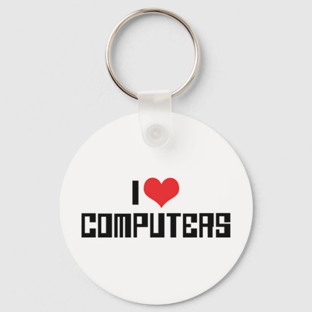 Chaveiro Eu Amo Computadores Coração (Frente)