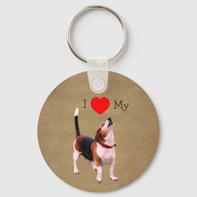 Chaveiro Eu Amo Coração Meu Cão Beagle (Frente)