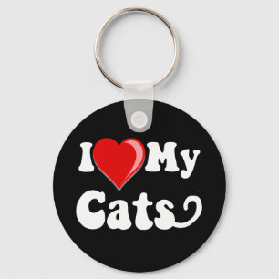 Chaveiro Eu amo (coração) meus gatos