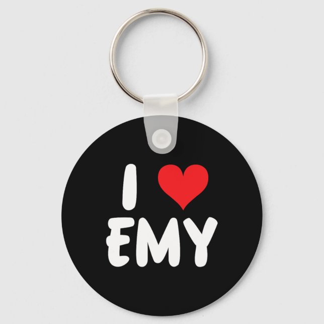Chaveiro Eu Amo Emy - Coração - Nome  (Frente)