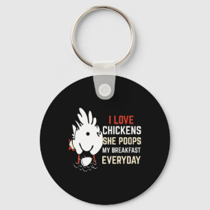Chaveiro Eu Amo Frango Design Engraçado de Frango Amante de