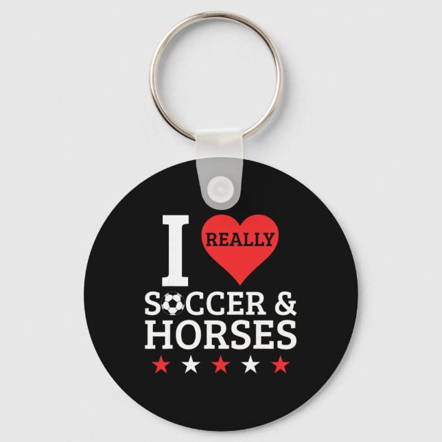 Chaveiro Eu Amo Futebol E Cavalos Engraçado Pé Bola Amante  (Frente)