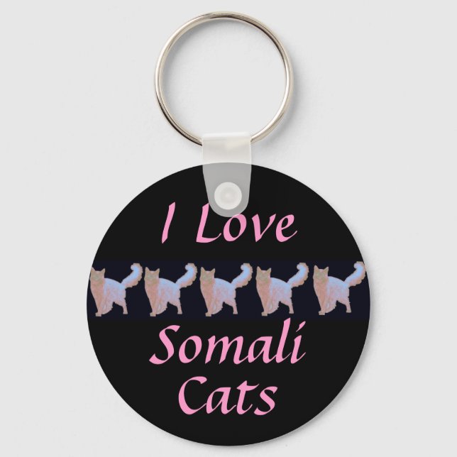 Chaveiro Eu Amo Gatos Somalis (Frente)