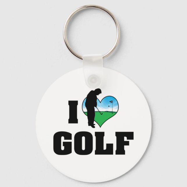 Chaveiro Eu Amo Golfe Pingente de Chaves (Frente)