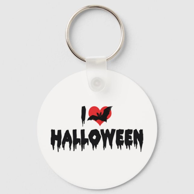 Chaveiro Eu Amo Halloween Pingente (Frente)