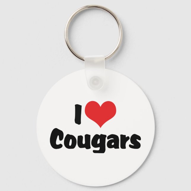 Chaveiro Eu Amo Heart Cougars (Frente)