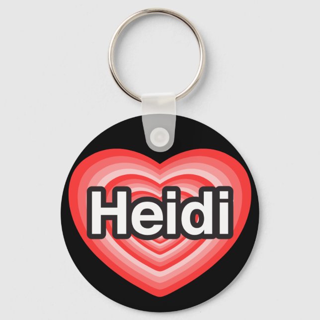 Chaveiro Eu amo Heidi. Eu te amo Heidi. Coração (Frente)