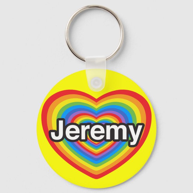 Chaveiro Eu amo Jeremy. Eu te amo, Jeremy. Coração (Frente)