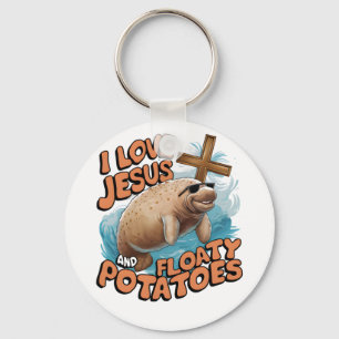 Chaveiro Eu Amo Jesus E Batatas Flutuantes Vacas Do Mar De