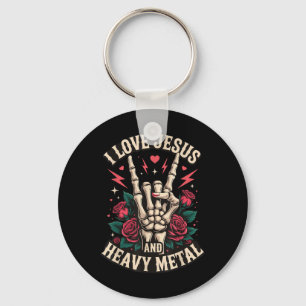 Chaveiro Eu Amo Jesus E Heavy Metal