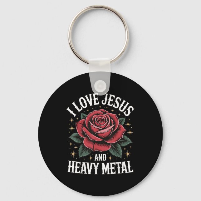 Chaveiro Eu Amo Jesus E Heavy Metal  (Frente)