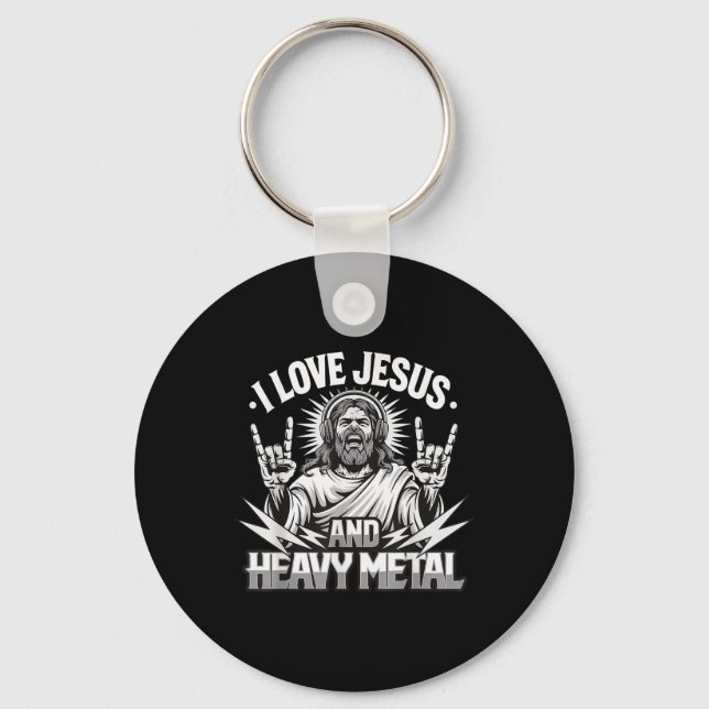 Chaveiro Eu Amo Jesus E Heavy Metal 2  (Frente)