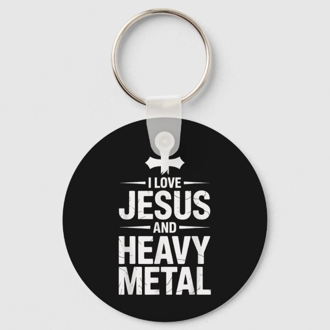 Chaveiro Eu Amo Jesus E Heavy Metal _8  (Frente)
