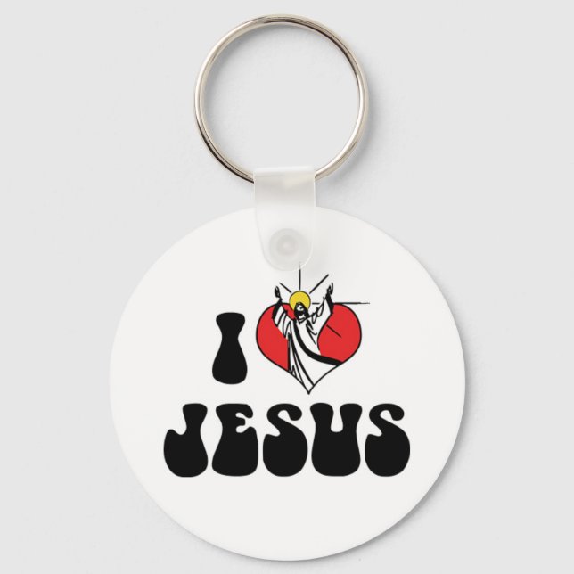 Chaveiro Eu Amo Jesus Pingente de Chave (Frente)