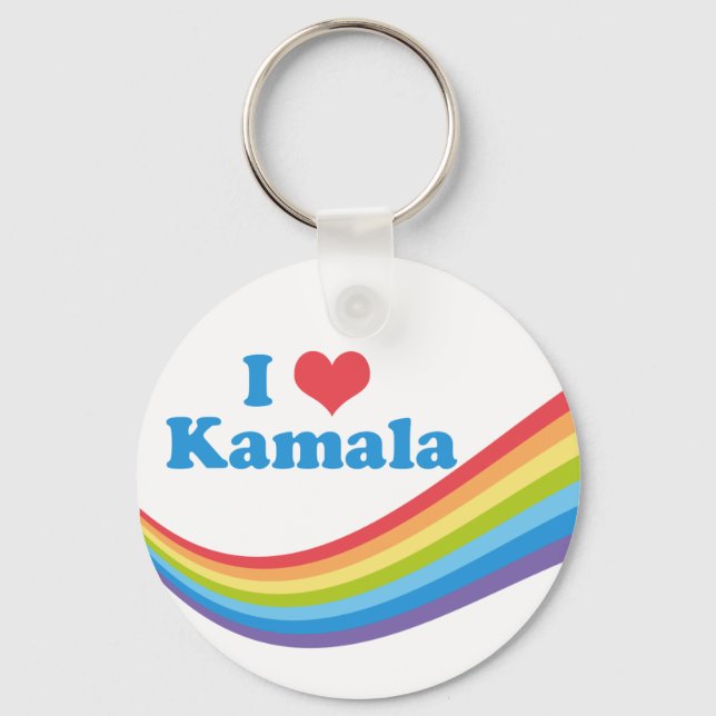 Chaveiro Eu Amo Kamala Harris Rainbow Democrat Women (Frente)