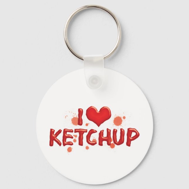Chaveiro Eu Amo Ketchup Coração - Amante de Catsup (Frente)