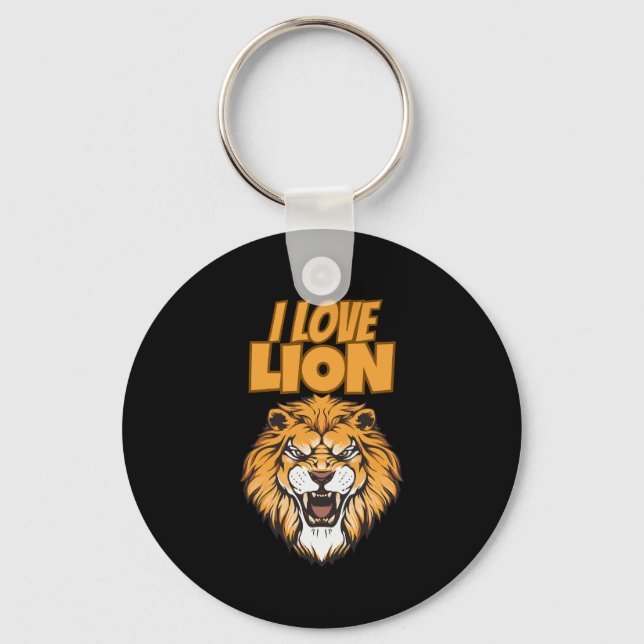Chaveiro Eu Amo Leão – Design para Amantes de Animais para  (Frente)