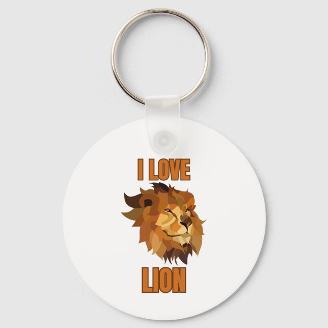 Chaveiro Eu Amo Leão para Amantes de Animais e Fãs da Vida  (Frente)