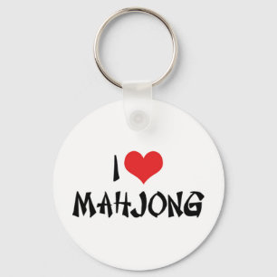 Chaveiro Eu Amo Mahjong Coração - Amante de Mah Jong