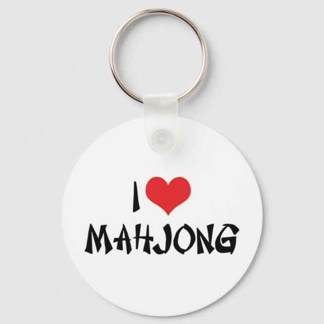 Chaveiro Eu Amo Mahjong Coração - Amante de Mah Jong (Frente)