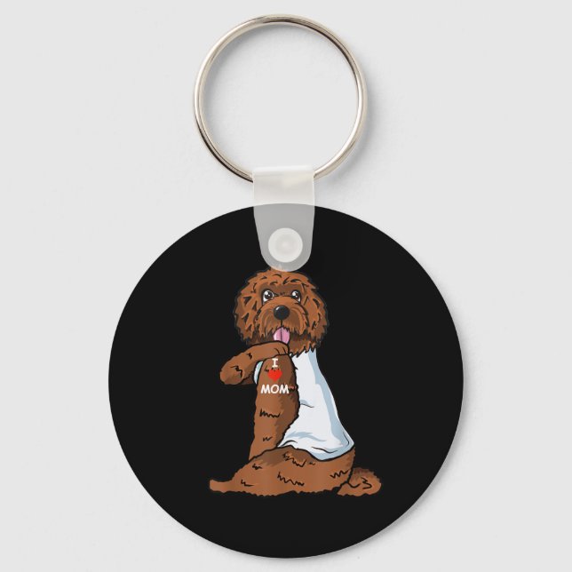 Chaveiro Eu Amo Mamãe Tattoo Labradoodle Mãe Cachorro Sobre (Frente)