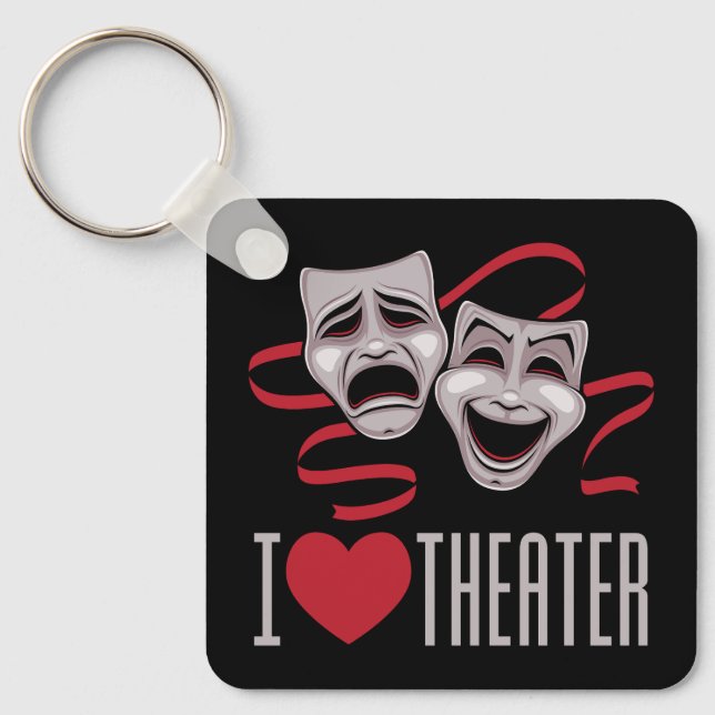 Chaveiro Eu Amo Máscaras de Comédia e Tragédia do Teatro (Frente)
