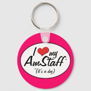 Chaveiro Eu amo meu AmStaff (é um cão)