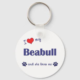 Chaveiro Eu amo meu Beabull (o cão fêmea)