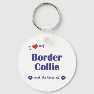 Chaveiro Eu amo meu border collie (o cão fêmea)