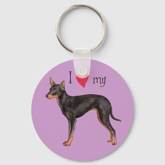 Chaveiro Eu amo meu Brinquedo Manchester Terrier (Frente)
