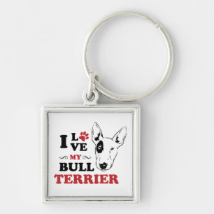 Chaveiro Eu Amo Meu Bull Terrier Cachorrinho Mãe Pai
