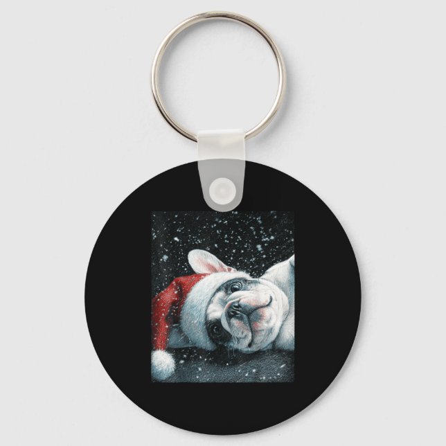 Chaveiro Eu Amo Meu Bulldog Francês Natal Fofo  (Frente)