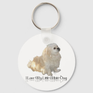 Chaveiro Eu amo meu cachorrinho branco - Pekingese !