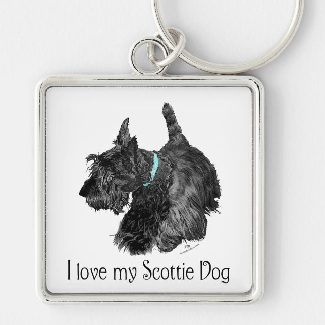 Chaveiro Eu Amo Meu Cão Scottie (Frente)