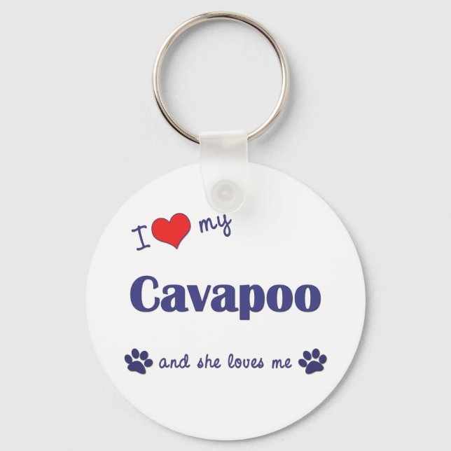 Chaveiro Eu Amo Meu Cavapoo (Cachorro Feminino) (Frente)