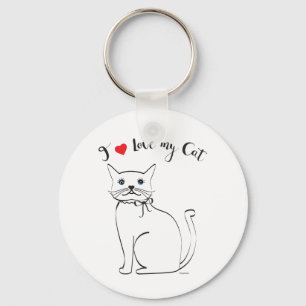 Chaveiro Eu amo meu gato, bonito, Legal