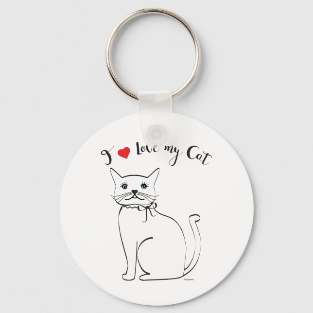 Chaveiro Eu amo meu gato, bonito, Legal (Frente)