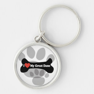 Chaveiro Eu amo meu great dane - osso de cão