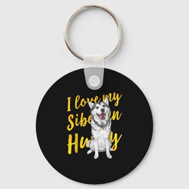 Chaveiro Eu Amo Meu Husky Siberiano | Presente para o sobre (Frente)