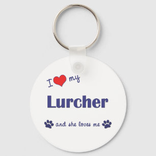 Chaveiro Eu amo meu Lurcher (o cão fêmea)