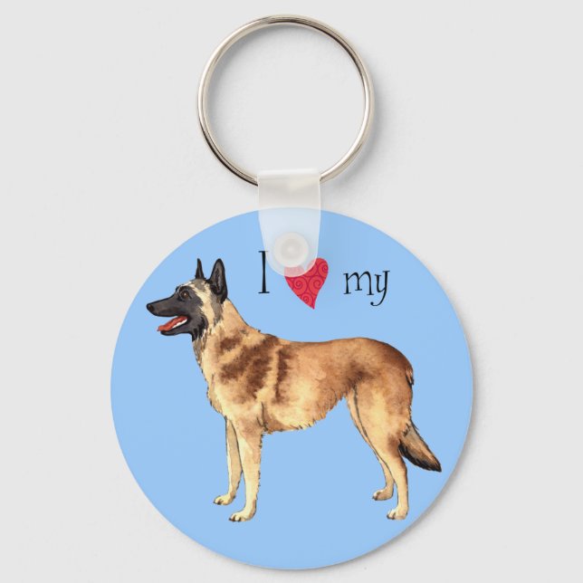Chaveiro Eu amo meu Malinois belga (Frente)