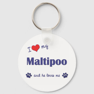 Chaveiro Eu Amo Meu Maltipoo (Cachorro Masculino)