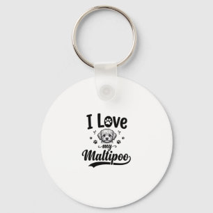 Chaveiro Eu Amo Meu Maltipoo Vintage Desenho de Cachorro Gr