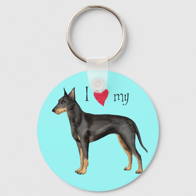 Chaveiro Eu amo meu Manchester Terrier (Frente)